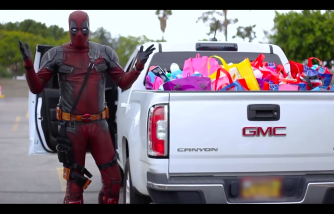 Man in superhero costume keep helping kids despite pandemic