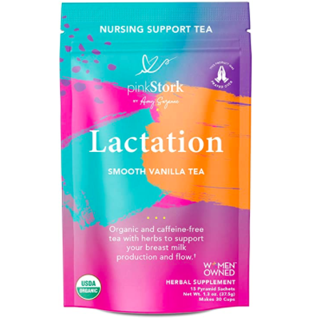 Pink Stork Lactation Tea: Smooth Vanilla Nursing Support, USDA Organic, Supports Breastfeeding + Improves Milk Supply with Fenugreek, Women-Owned, 30 Cups