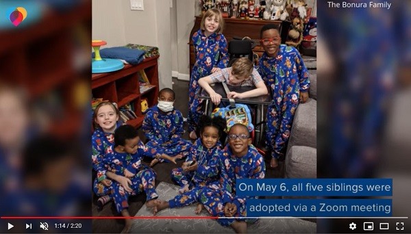 5 siblings that were apart, now reunited after being adopted