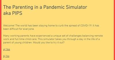 New pandemic parenting online game: Experience real-life horror