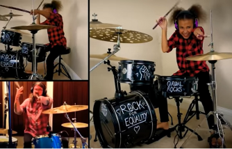 10-year-old drum prodigy Nandi Bushell and David Grohl