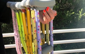 College Student Donates Personally Decorated Crutches to Children in Need
