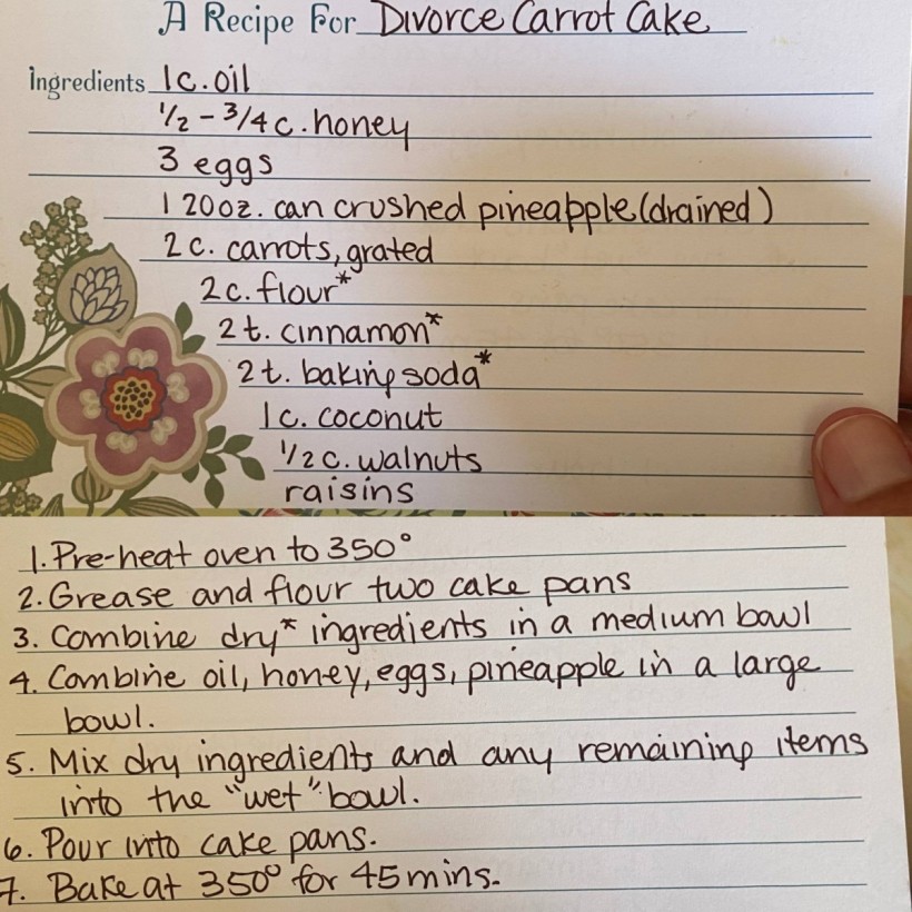 Divorce Carrot Cake: Not Bad Juju, But a 'Good Luck Charm [Daughter Who Shared the Recipe Reveals]