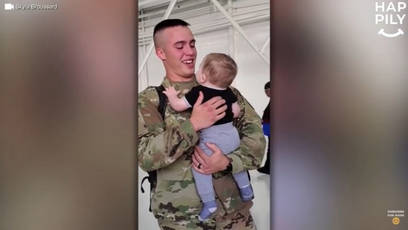 louisiana military dad, meets 8-month-old son for the first time,