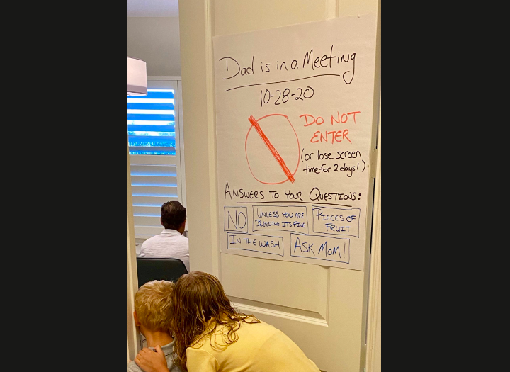 Florida Dad Reminds Kids About His Work-from-Home Setup Through a Funny Poster