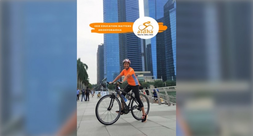 foreign domestic helper, runs and cycles to help raise funds, came from low-income household,