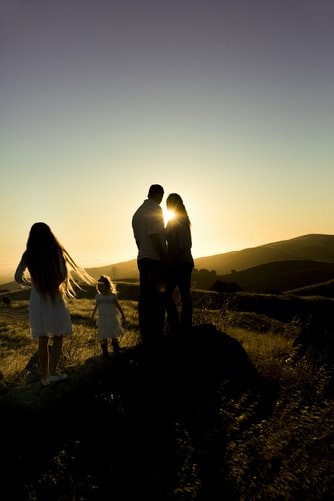 Family, sunset