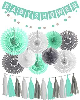 Mint Grey Baby Shower Decorations