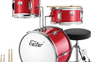 Eastar 14-inch Kids Drum Set 3 Piece with Throne, Cymbal, Pedal, and Drumsticks