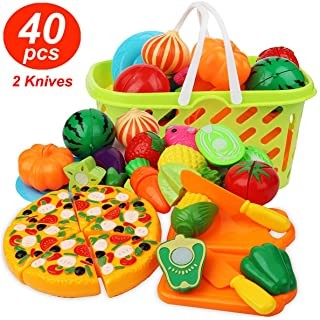 Cutting Play Food Kitchen Pretend Grocery Basket