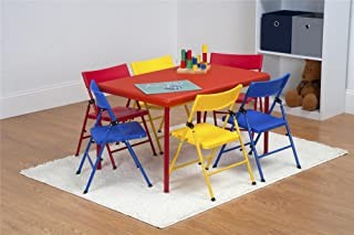 Cosco 7-Piece Children's Juvenile Set with Pinch Free Folding Chairs and Screw in Leg Table
