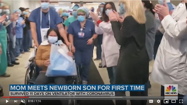 Mom with COVID-19 Meets Newborn Child for the First Time After Recovery