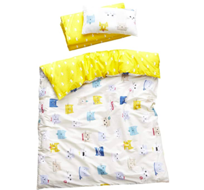 MEJU Cats Kitty 100% Cotton Duvet Cover + Pillowcase Bedding Set with Zipper Closure for Baby Toddler Boys Girls Crib Bed Decoration Gift
