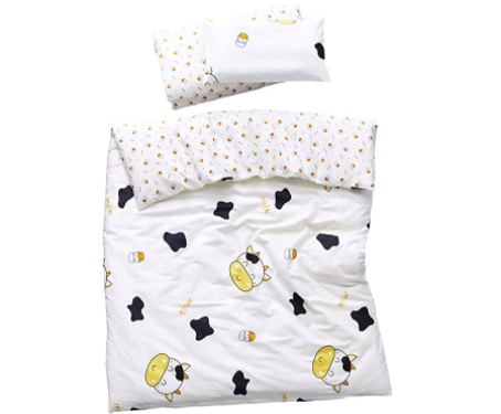 MEJU Cow Milk Bottle 100% Cotton Duvet Cover + Pillowcase Bedding Set with Zipper Closure for Baby Toddler Boys Girls Crib Bed Decoration Gift